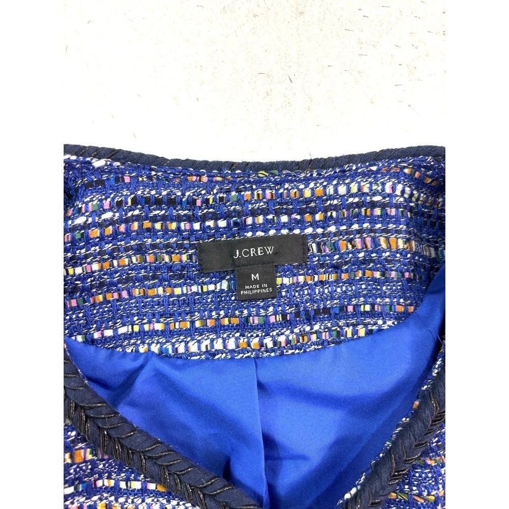 NEW J Crew Medium Royal Multi-Color Blue Boucle Tweed Rack Blazer Cropped Womens - Picture 3 of 14